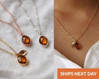 14k November Birthstone Jewelry For Mom Personalized Topaz Birthstone Necklace With Initial Citrine Necklace Birthday Gifts For Her