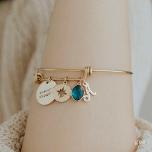 Choose Your Charm Bracelet Custom Personalized Gift for Mom Nana Stack Charm Bangle Handmade Birthday Gifts For Her Mothers Day Gift Wedding image 3