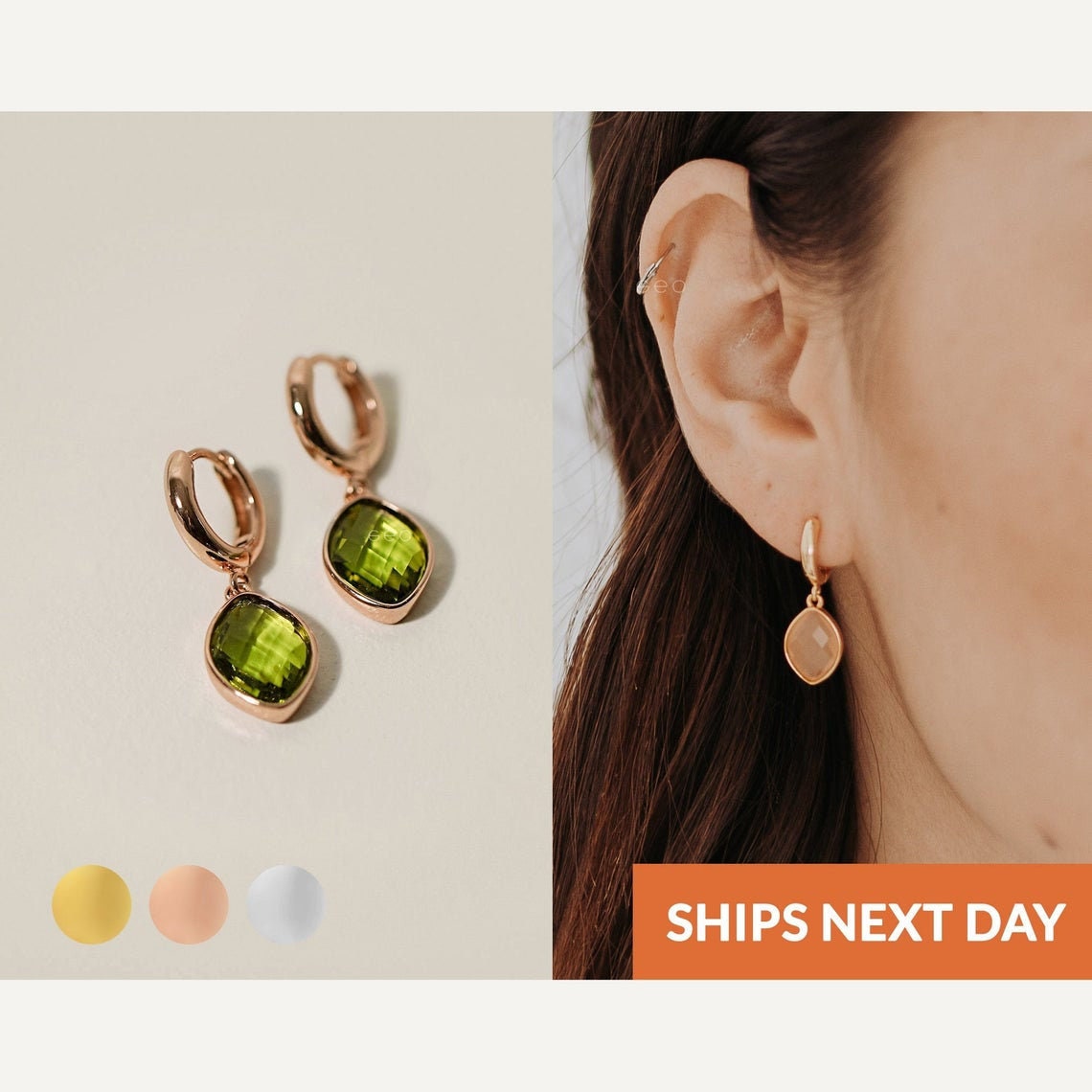 Clear quartz stud earrings  April birthstone alternative – Summer Gems