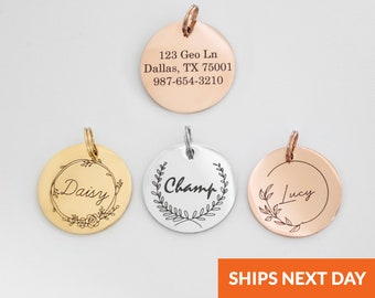 Personalized Dog ID Tag Custom Dog Tag for Dogs Cute Engraved Pet Tag Dog Name Tag Rose Gold Pet Tag Dog Collar