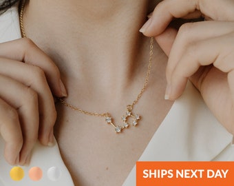 Gold Zodiac Constellation Necklace Aquarius Celestial Jewelry Best Friend Girlfriend Pendant Necklace For Women Astrology Gift for Her