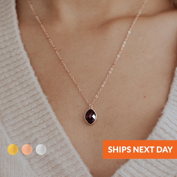 Personalized February Birthstone Necklace Mom Birthday Gifts Miscarriage Necklace Minimalist Jewelry Gift For Grandma Amethyst Pendant