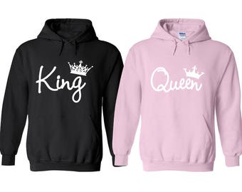 King and Queen Couple Hoodie, King Queen Hoodie, Couple Hoodie, Matching Couple Outfit, Couple Sweater
