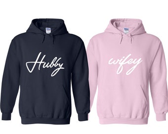 Hubby and Wifey Couple Hoodie, Wifey Hoodie,Hubby Hoodie, Matching Couple Hoodie, Couple Hoodies