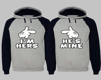 High Quality I'm Hers He's Mine Couple Hoodie, Couple Matching Hoodies, Pärchen Pullover, Couple Shirts (2 Sweaters)