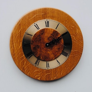 Wall Clock in british oak and oak burr 824