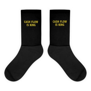 Cash Flow is King / Real Estate Investing / Money Finance / Entrepreneur / Crown Gift Present / Boss Present Gift / Chaussettes