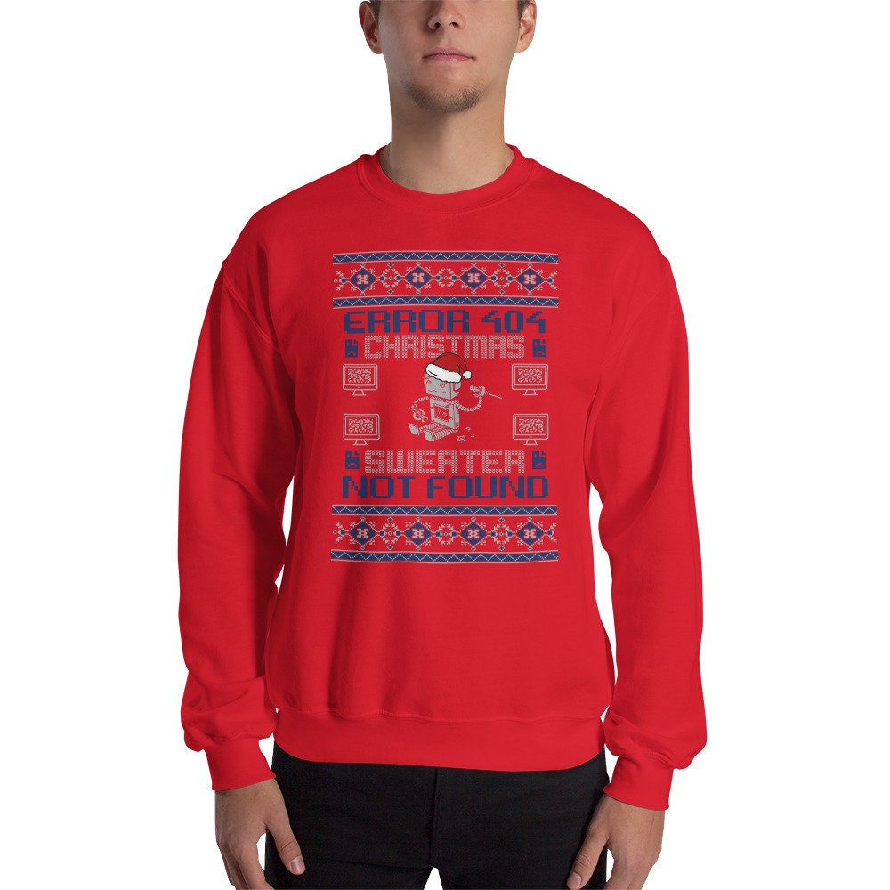 Ugly Christmas Sweater Design for Computer Nerds Geeks  Error 404 Sweater not found  Christmas Sweater Party  Short-Sleeve T-Shirt