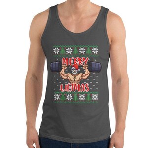 Merry Liftmas Santa / Power Lifting Ugly Christmas Design / Weight Lifter Unisex Tank Top