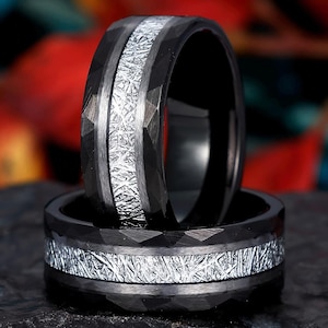 Wolframring weiß, Meteoritring, Herrenring, Wolframring, 8 mm Herrenring, Wolframring, weißer Meteoritring