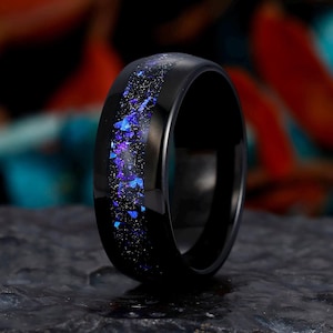 Anillo de Nebulosa de Orión, Anillo de Bodas para Hombre, Anillo de Tungsteno Negro, Anillo del Espacio Exterior, Cúpula, Alianza de Bodas para Hombre, Anillo para Hombre, Ajuste Cómodo de 8 mm