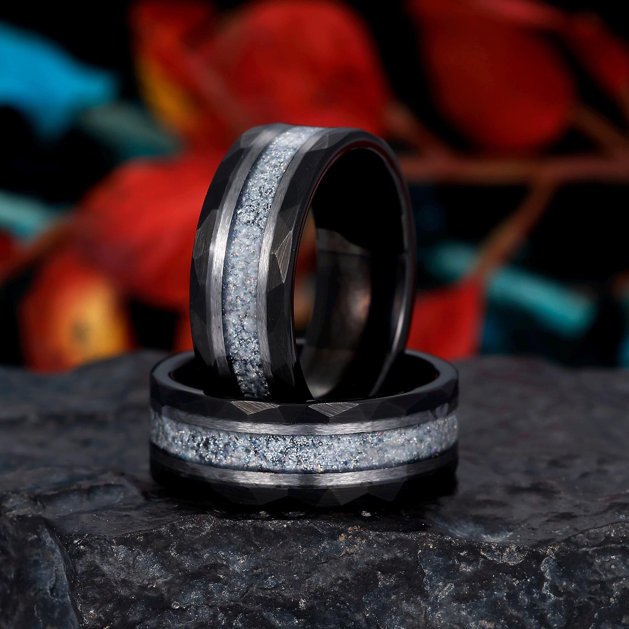 Mens Moonstone Wedding Band LUKE Silver Mens Moonstone Ring