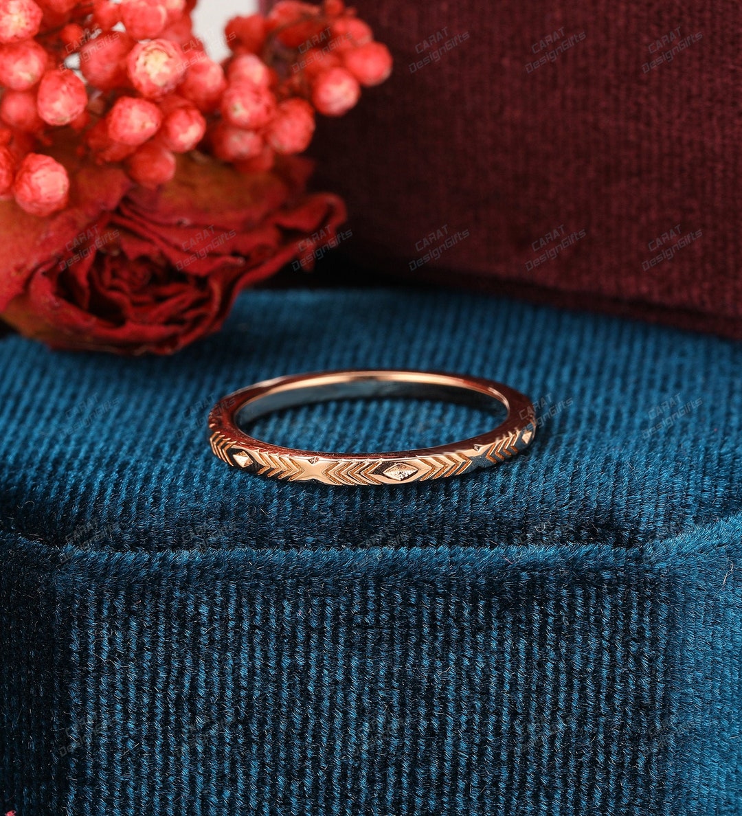 Simple Wedding Band,rose Gold Plain Band Ring,antique Stacking Matching