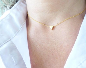 Dainty Gold Triangle Necklace, Simple Everyday Necklace, Delicate Gold Choker, Geometric Jewelry,Minimal Gold Geometric Necklace,Bridal Gift