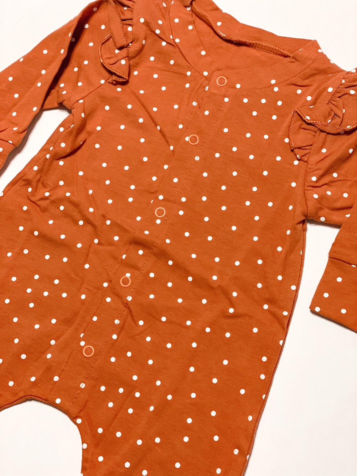 Rust Baby Outfit Orange Baby Onesie Baby Clothing Polka Dot Etsy