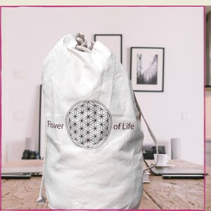 Baumwoll Umhängetasche mit Blume des Lebens, Baumwolltasche, Festivalbeutel, Reistasche, Sportbeutel, Stoffbeutel, Flower of Life