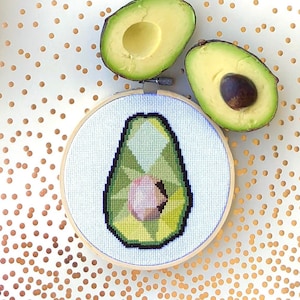 Avocado Cross Stitch Pattern PDF, Geometric Cross Stitch, Avocado Embroidery, Modern Cross Stitch, Room Wall Decor, Geometric art