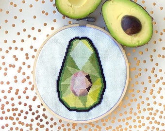 Avocado Cross Stitch Pattern PDF, Geometric Cross Stitch, Avocado Embroidery, Modern Cross Stitch, Room Wall Decor, Geometric art