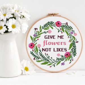 Home Quote Cross Stitch Pattern, Sign cross stitch, Modern cross stitch, Floral wreath cross stitch, funny cross stitch, quote cross stitch