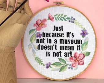 Art Cross Stitch Pattern, Quote cross stitch, Modern funny cross stitch, Floral wreath cross stitch, Modern Art saying cross stitch