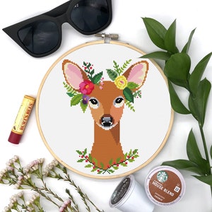 Deer Cross Stitch Pattern PDF, Fawn Cross Stitch, Modern Cross Stitch, Room Wall Decor, Bamby cross stitch