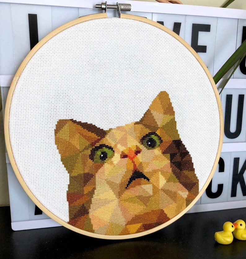Funny Geometric Cat Cross Stitch Pattern PDF Geometric Cross - Etsy Canada