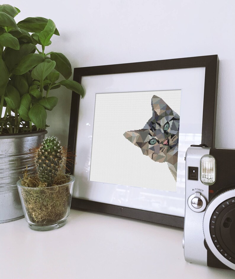 Cat Cross Stitch Pattern PDF Geometric Polygonal Cross - Etsy