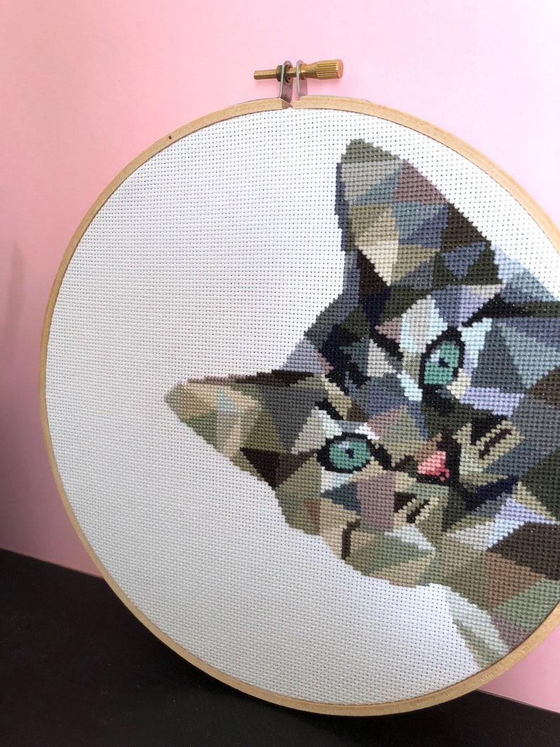 Cat Cross Stitch Pattern PDF Geometric Polygonal Cross - Etsy