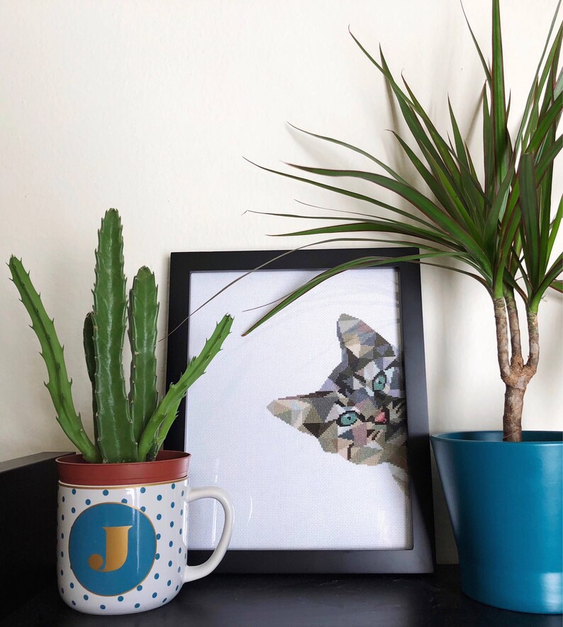 Cat Cross Stitch Pattern PDF Geometric Polygonal Cross - Etsy