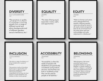 Impressions sur la diversité, l'équité et l'inclusion : décoration de bureau minimaliste (téléchargement numérique)