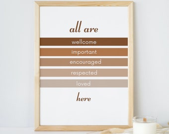 Boho Classroom Decor, All Are Welcome Here, Boho Teacher Gift, Positive Classroom, Positive Affirmation