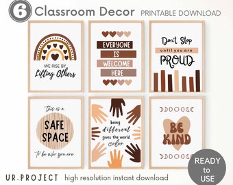 6 Boho Classroom Decor, Classroom Poster, School Quotes, Digital Print, Playroom Decor, Child Art, Teacher Gift