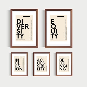 Diversity Office Decor, Inclusion Wall Art, Minimalist Definition Print, Equality Poster, Counselor Office Poster Bundle