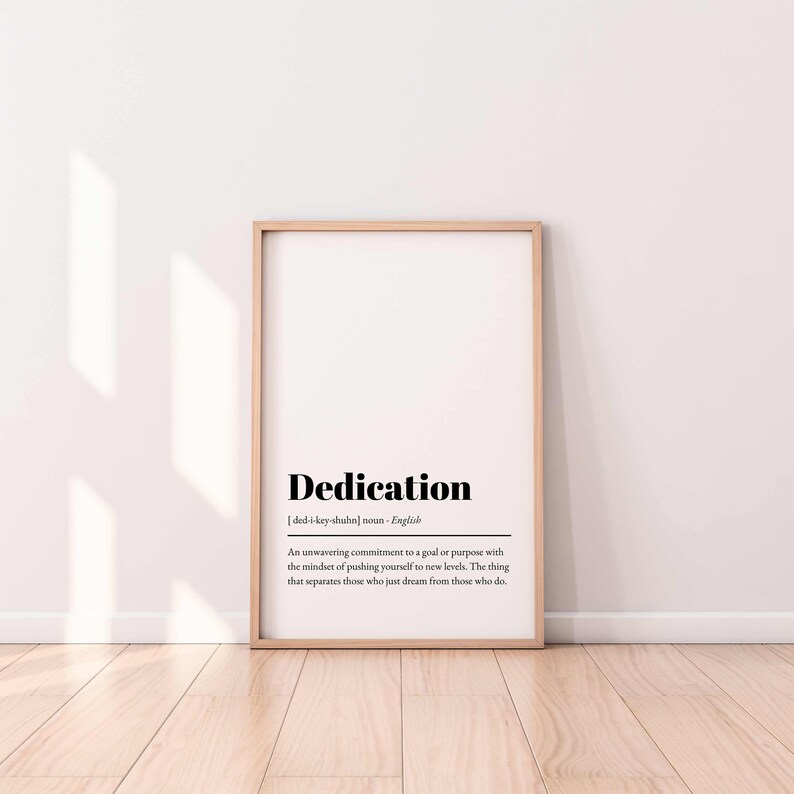 Dedication Definition Print: Minimalist Office Wall Art (digital ...