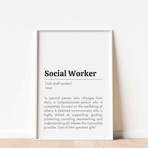Social Worker Gift, Social work definition print, gift for graduation, definition print, dictionary poster