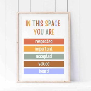 In This Space You Are, Diversity Poster, Inclusion Print, Equality School Art, Inclusive Poster, Human Diversity Print