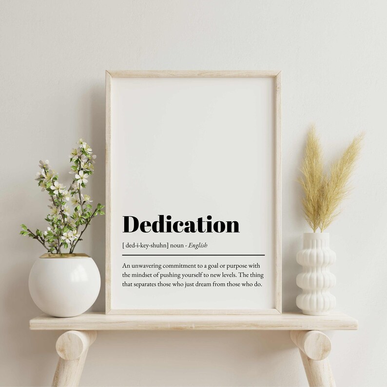 Dedication Definition Print: Minimalist Office Wall Art (digital ...