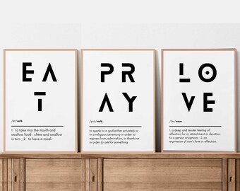 Eat Pray Love Print Set: Minimalist Definition Art (Digital Download)