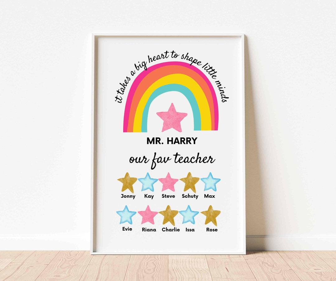 PERSONALIZED Rainbow Teacher Gift, Class Present Gift Ideas, Thank You ...