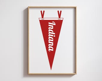 Indiana Pennant, Indiana Student Poster, University Flag, College Dorm Print