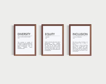 Equity Diversity Inclusion Definition Prints: Counselor Office Decor (Digital Download)