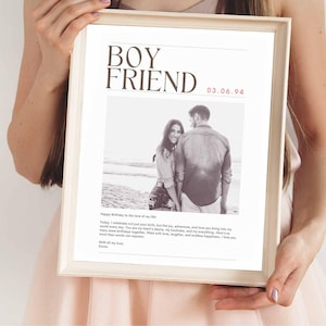 Idea de regalo para novio: regalo de cumpleaños personalizado para él, impresión fotográfica y carta personalizadas, regalo único para él