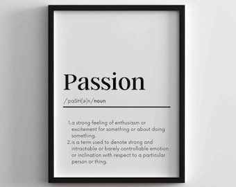 Office Wall Art, Office Print, Passion Definition printable, Minimalist print, Motivational Quote, HR wall art office