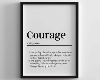 Courage Definition Print: Minimalist Office Wall Art (Digital Download)