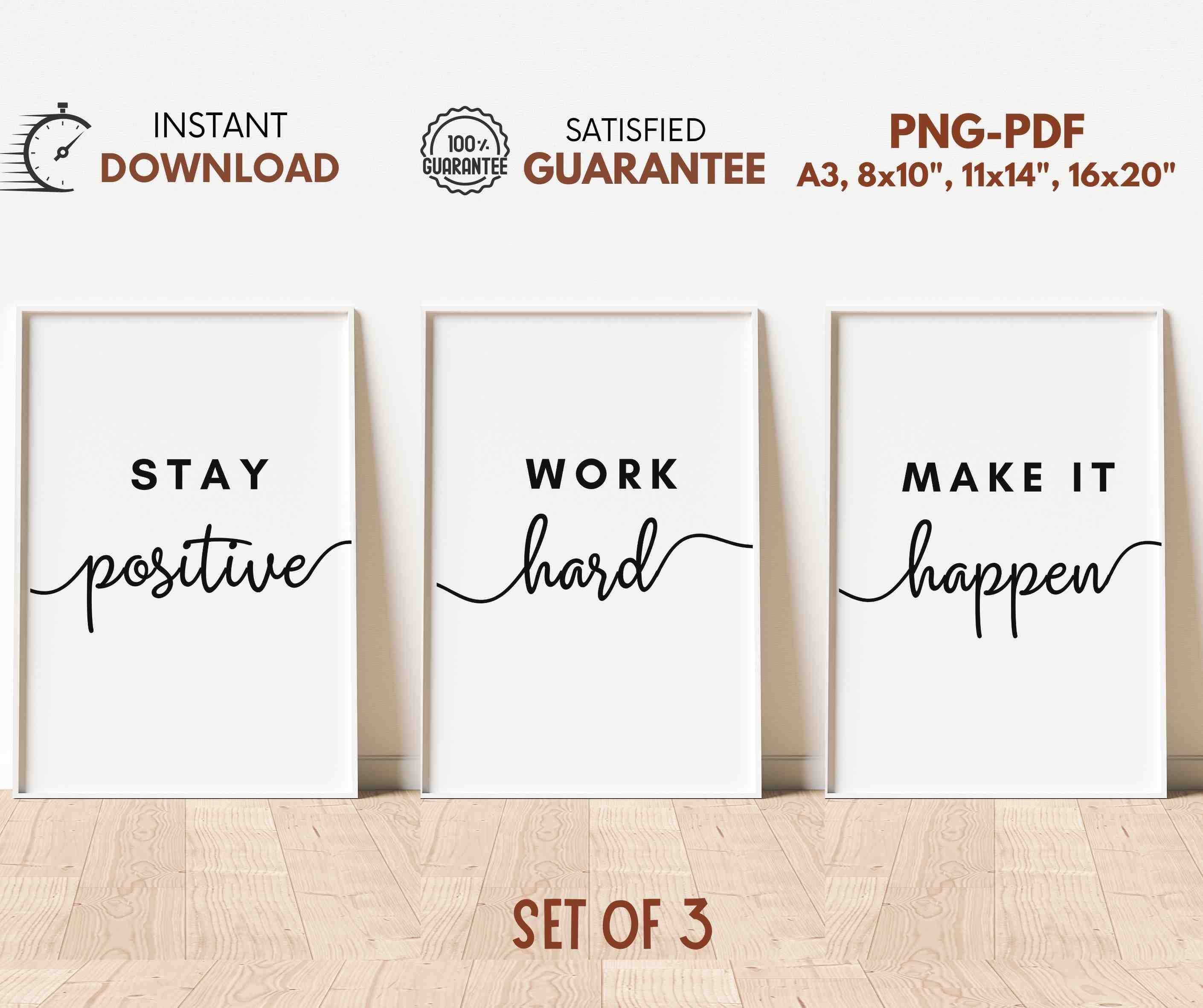 Minimalist Office Wall Art, Set of 3 Prints, Workplace Modern Office ...