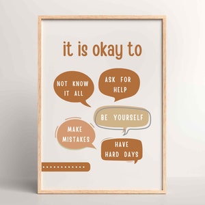 It Is Okay to Feel, Daily Affirmations, Classroom Decor, Positive Affirmation, Kids Room Art, Positive Poster