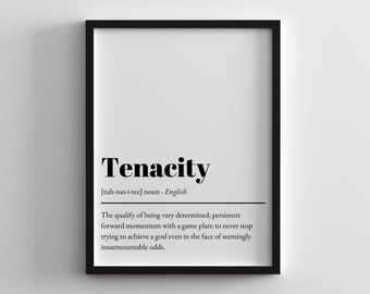 Tenacity Definition Print: Minimalist Office Wall Art (Digital Download)