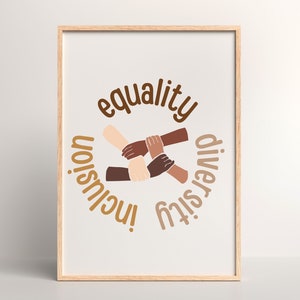 equality classroom printable, inclusion poster, diversity wall art, equality diversity print, inclusion png, classroom printable, boho teacher, skin tone print