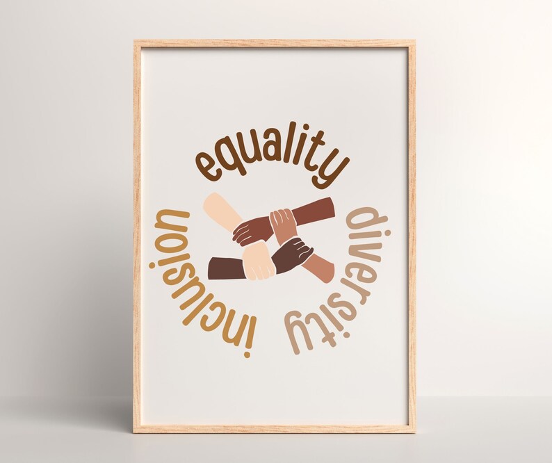 equality classroom printable, inclusion poster, diversity wall art, equality diversity print, inclusion png, classroom printable, boho teacher, skin tone print