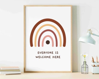 Everyone is Welcome Here, Classroom Decor Elementary School, Positive Affirmation, School Wall Art, Teacher Posters